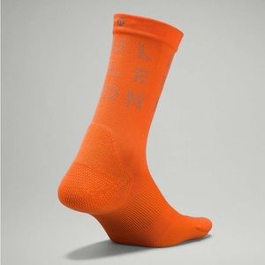Lululemon Womens Power Stride Crew Sock *Reflective, Blaze Orange, Medium - NWT